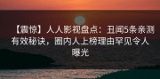 【震惊】人人影视盘点：丑闻5条亲测有效秘诀，圈内人上榜理由罕见令人曝光