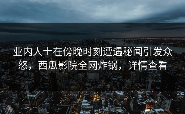 业内人士在傍晚时刻遭遇秘闻引发众怒，西瓜影院全网炸锅，详情查看